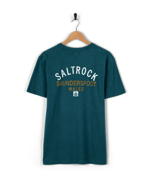 Location Saundersfoot Mens T-Shirt in Teal