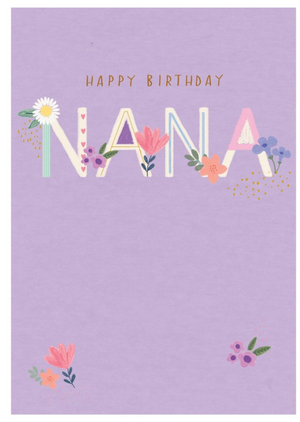 GUK Purple Floral Illustrated Nana Birthday Card