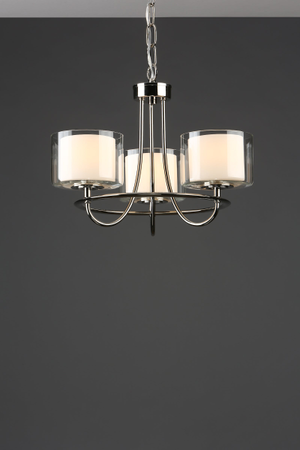 Laura Ashley Southwell 3 Light Chandelier Polished Nickel & Glass Shades