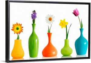 Spring Flowers in Colorful Vases