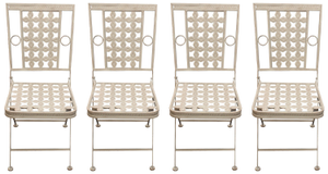 Woodside Ostend 4 x Square Folding Metal Garden Patio Dining Chairs Outdoor Furniture