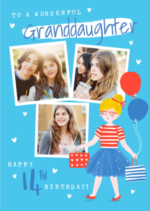 To A Wonderful Granddaughter 14th Birthday Photo Upload Card