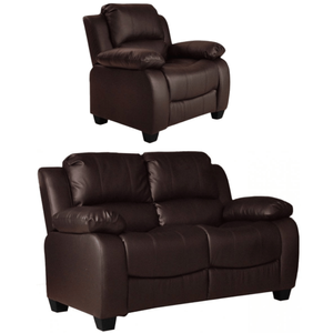 Valerie Brown Leather Modern 2+1 Seater Sofa Set