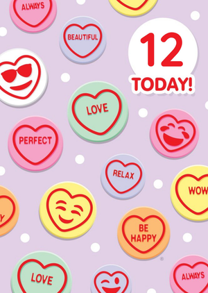 Swizzels Love Hearts 12 Today Birthday Card