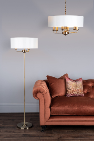 Laura Ashley Sorrento Floor Lamp Antique Brass with Ivory Shade