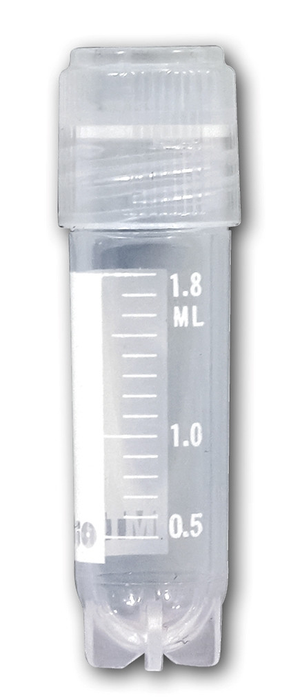 2mL External Thread Polypropylene Cryovial With Silicone O-Ring Screw Cap And Footed Bottom, STERILE, RNase and DNase Free, 10 Bags of 50, 500 Total Cryovials