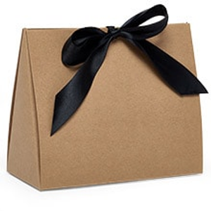 Peekaboo Tent Favor Boxes With Ribbon, Kraft, Brown, Package 50 - 6-1/2 X 3 X 5-1/2 - Gusset - 3'' - Candy Packaging by Paper Mart
