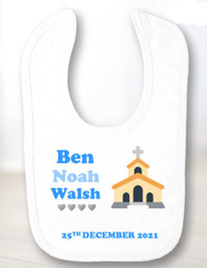 Personalised Christening Boy Church Baby Bib