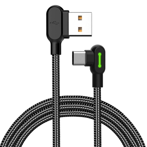 USB-A to USB-C Fast Charging Nylon Braided Cable with 90-Degree Design - 3m