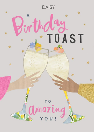 Illustrative Birthday Toast Birthday Card