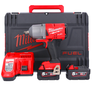Milwaukee M18ONEFHIWF12-502X 18V Fuel 1/2" Impact Wrench With 2 x 5.0Ah Batteries, Charger & Case