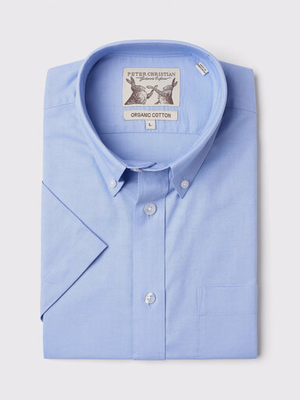 Blue Short Sleeve Button Down Oxford Shirt