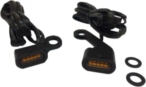 Drag Specialties Handlebar LED Turn Signals in Black Finish With Amber Lens For 2009-2016 Touring, 2015-2024 Softail With Mechanical Clutch (L22-0232MBAENU) (2040-2142)