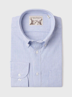 Blue Stripe Long Sleeve Button Down Oxford Shirt