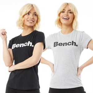Bench Womens Grammen Two Pack T-Shirts Black/Grey Marl