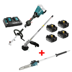 Makita MAK-DUX60PTM5X-EY402MP 18Vx2 LXT Brushless Split Shaft Line Trimmer 4x 5.0Ah in Box Kit + 10in Pole Saw Couple Shaft Attachment