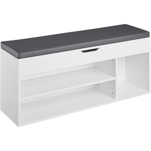 Shoe Rack Natalya - 4 storage spaces, bench seat cushion, for 9 pairs of shoes