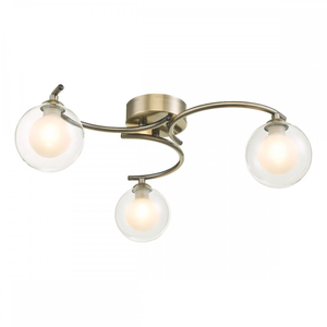 Dar NAK5375-04 Nakita 3 Light Semi Flush Antique Brass With Clear/Opal Glass