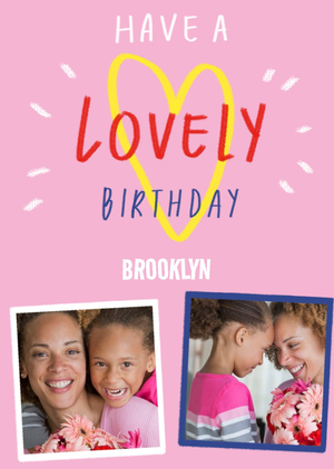 Double Photo Upload Lovely Heart Birthday Card