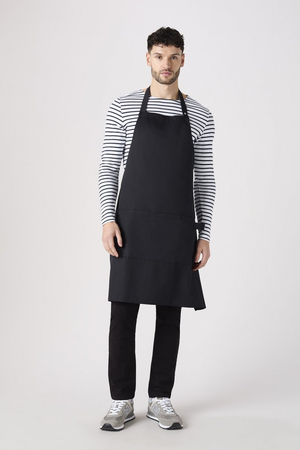 SJ Popper Strap Apron With Pocket, Black