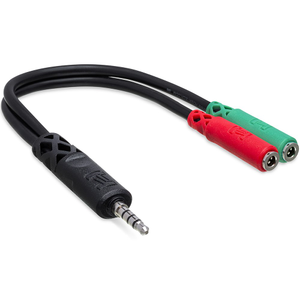 Hosa YMM-108 3.5mm TRRS(M) to Dual 3.5 mm TRS(F) Headset/Mic Breakout Cable