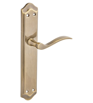 Windsor Curved Lever Long Backplate Door Handle - Antique Brass - Pair - Internal - Designer Levers