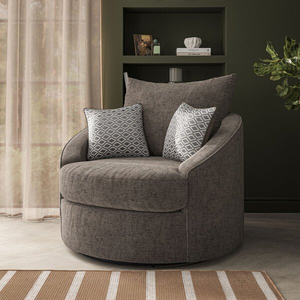 Malvern Swivel Cuddler Chair in Brown fabric