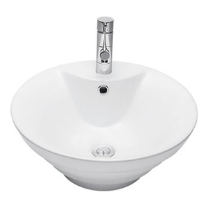 Tapaz Round Counter Top Basin with Overflow & Pop-Up 475mm x 475mm White 1 Tap Hole [016680]