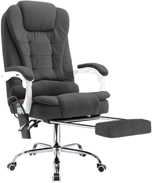 Neo Office Chair Dark Grey Fabric with Footrest & Massage Function