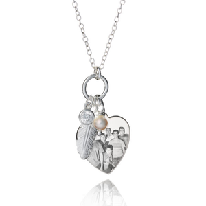 Feather, Pearl & Crystal Photo Necklace