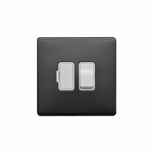 Lieber Black Nickel & White 13A Switched Fused Spur (FCU) - Screwless