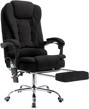 Neo Black Fabric Office Chair with Footrest & Massage Function