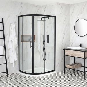 Milano Nero - Black Offset Quadrant Shower Enclosure - 1200mm x 900mm