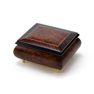 Classic Style 18-Note Burl-Elm Music Box with Rosewood Border