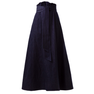 Dark Blue Denim Long Skirt With Belt (M)