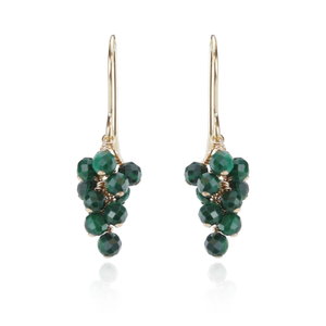 Green Malachite  Cluster Drop Earrings