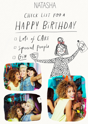Triple Photo Upload Birthday Checklist Birthday Card