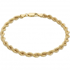 New 9ct Yellow Gold 7.5 Inch Hollow Rope Bracelet