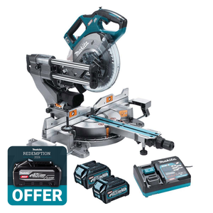 Makita LS002GD202 40V Max XGT Brushless 216mm Slide Compound Mitre Saw with 2x 2.5Ah Batteries