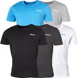 Bench Mens Berrick Five Pack T-Shirts Grey Marl/White/Blue/Charcoal
