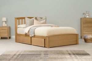 Royal Ascot Solid Natural Oak Storage Bed Frame - 5ft King Size - With Veneer