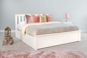 Chester Bright White Ottoman Storage Bed Frame - 6ft Super King