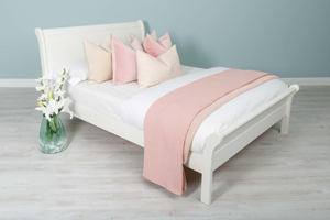 Mayfair Soft White Solid Wood Sleigh Bed Frame - 6ft Super King - CLEARANCE