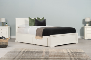 Westcott Soft White Solid Wood Storage Bed Frame - 5ft King Size