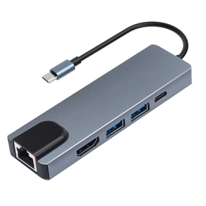 5-In-1 USB-C Multifunction Adapter USB Hub (HDMI + 2 USB Ports + PD + Ethernet port)