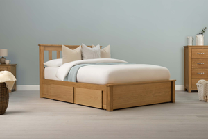 Wimbledon Solid Natural Oak Storage Bed Frame - 5ft King Size