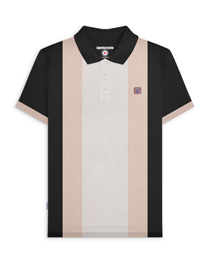 Lambretta Mens Vintage Panel Polo Shirt - L / Black