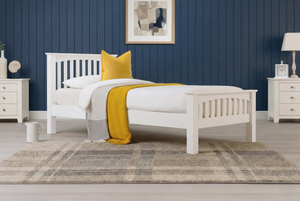 Boston Soft White Solid Wood Bed Frame - 3ft Single
