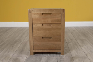 Natural Oak 2+1 Drawer Bedside Table - Style 5