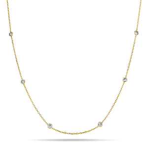 Round Diamond Chain Necklace 0.80ct G/SI 18k Yellow Gold 18"